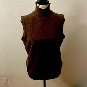 Tahari 100% 2 ply cashmere brown sleeveless sweater
